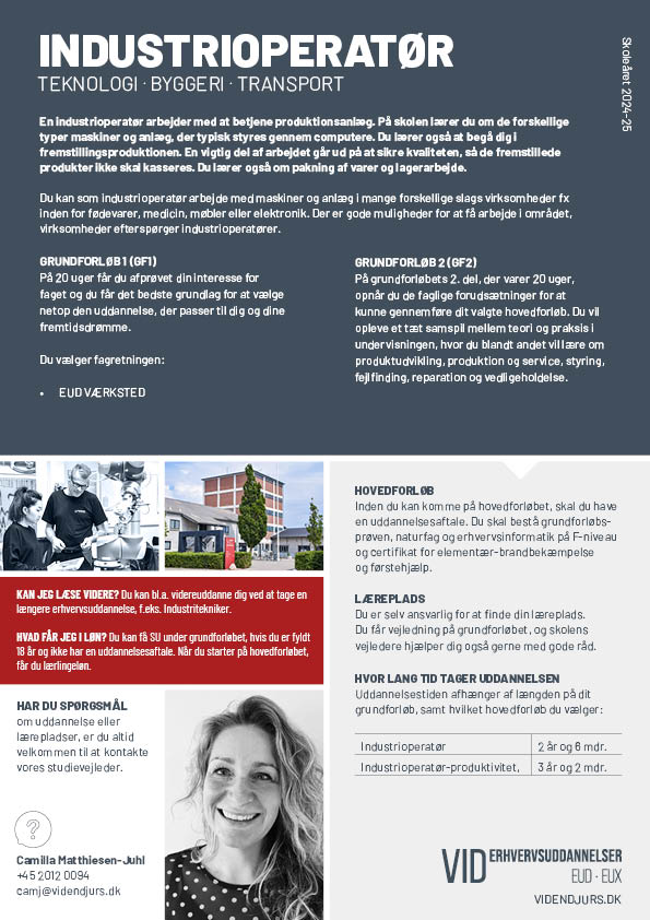 Faktaark om uddannelsen Industrioperatør