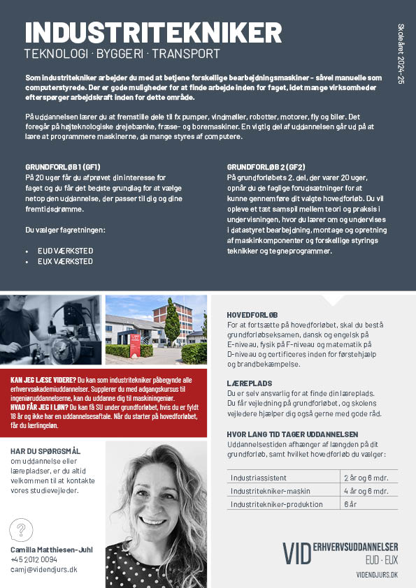 Faktaark om uddannelsen Industritekniker